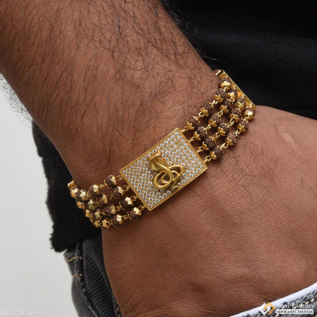 Rose gold with diamond delicate design rudraksha bracelet for men - – Soni  Fashion®